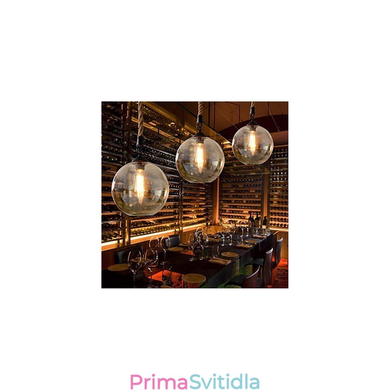 Loft American Rope Retro Light Lights Glass Pendant Light