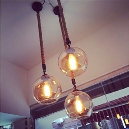 Loft American Rope Retro Light Lights Glass Pendant Light