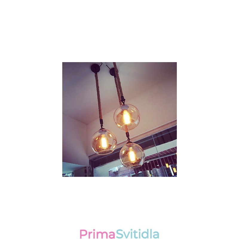 Loft American Rope Retro Light Lights Glass Pendant Light