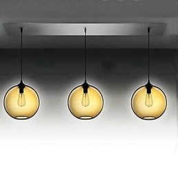 3 lehké moderní skleněné závěsné svítidlo v průhledném hnědém bublinkovém designu