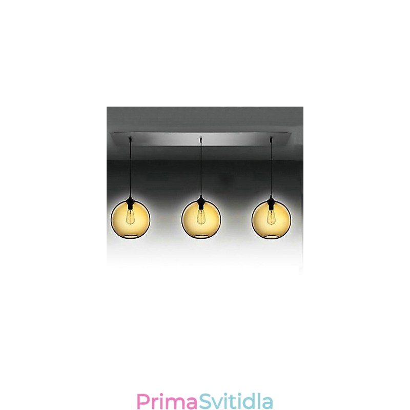 3 lehké moderní skleněné závěsné svítidlo v průhledném hnědém bublinkovém designu
