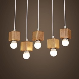 Severský čtvercový držák lampy z masivního dřeva Sedící kapací lampa Světlo