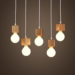 Severský čtvercový držák lampy z masivního dřeva Sedící kapací lampa Světlo
