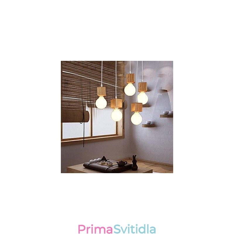 Severský čtvercový držák lampy z masivního dřeva Sedící kapací lampa Světlo