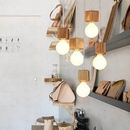 Severský čtvercový držák lampy z masivního dřeva Sedící kapací lampa Světlo