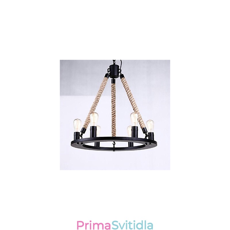 Závěsné svítidlo 6 svítidel ve venkovském stylu tepané železo