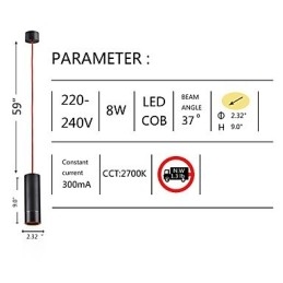 1 Light Mini Závěsné světlo Černé eloxované hliníkem