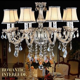 Velký křišťálový lustr 8ramenný luxusní křišťálový lehký módní lustr Crystal light