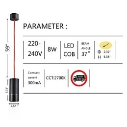 1 Light Mini Závěsné světlo Černé eloxované hliníkem
