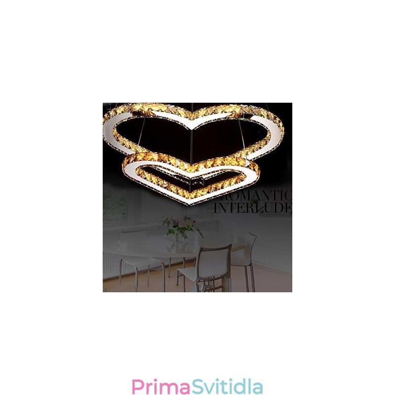 Závěsné osvětlení Lustr Světlo Transparentní NEBO Jantarové K9 Crystal Double Stropní svítidla ve tvaru srdce