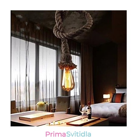 Kreativní lustr z konopného lana Kreativní lustr z konopného lana