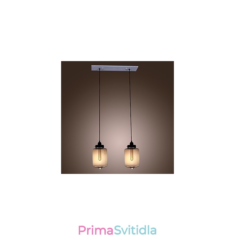 Moderní skleněné závěsné svítidlo se 2 světly v designu průhledné láhve
