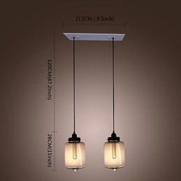 Moderní skleněné závěsné svítidlo se 2 světly v designu průhledné láhve