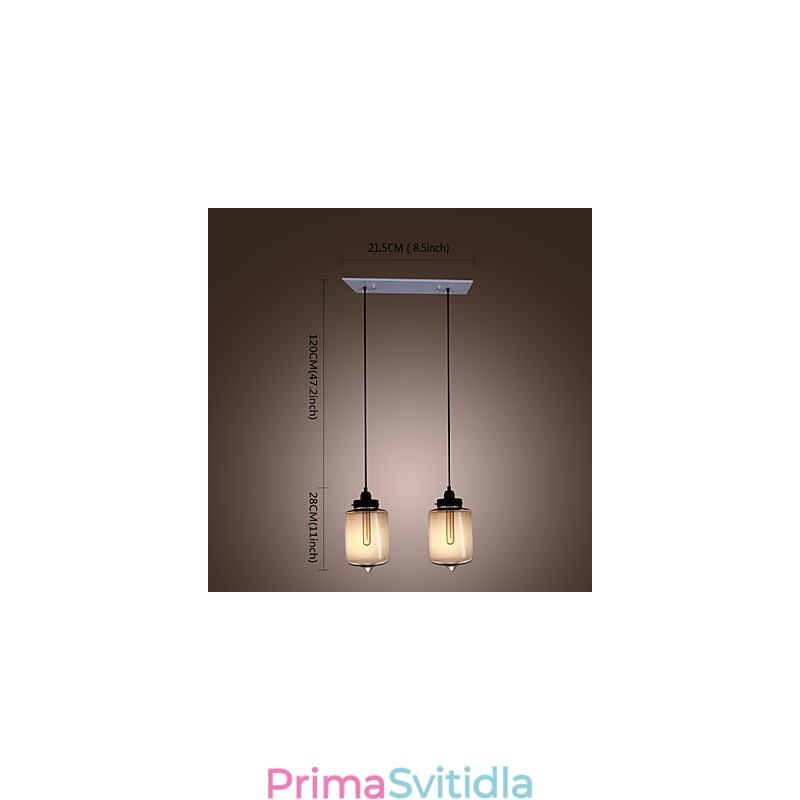 Moderní skleněné závěsné svítidlo se 2 světly v designu průhledné láhve