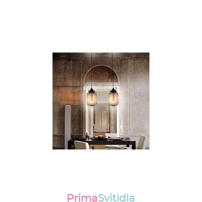 Moderní skleněné závěsné svítidlo se 2 světly v designu průhledné láhve