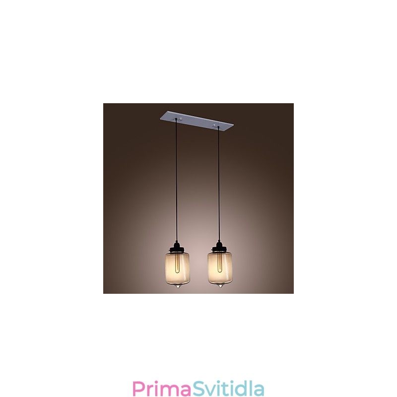 Moderní skleněné závěsné svítidlo se 2 světly v designu průhledné láhve