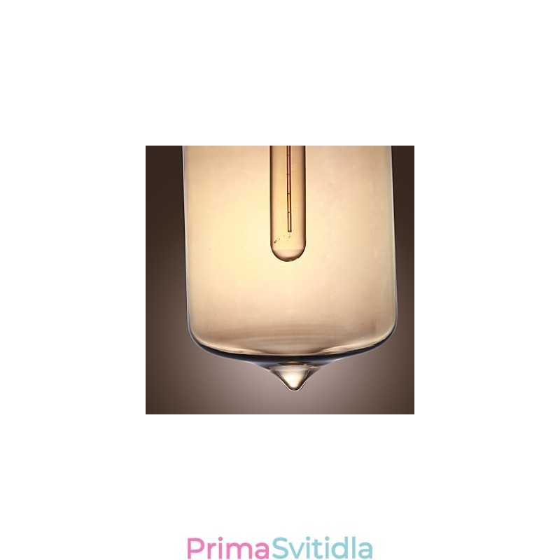 Moderní skleněné závěsné svítidlo se 2 světly v designu průhledné láhve