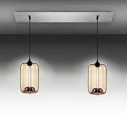 Moderní průhledné skleněné závěsné svítidlo se 2 světly v bublinkovém designu