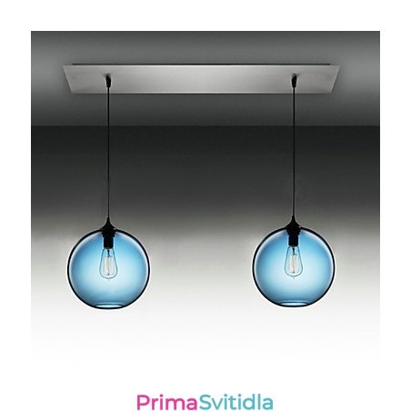 2 lehké moderní skleněné závěsné svítidlo v kulatém modrém bublinkovém designu 2 lehké moderní skleněné závěsné svítidlo v kulatém modrém bublinkovém designu