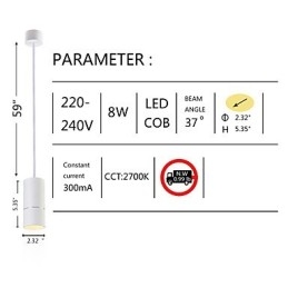 GE 05032 8W 136mm 1 Mini závěsné světlo práškové bílé s hliníkem