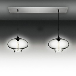 2 lehké moderní skleněné závěsné svítidlo v černém bublinkovém designu
