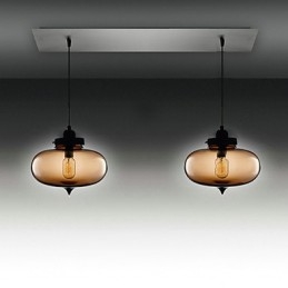 Moderní průhledné skleněné závěsné svítidlo se 2 světly v bublinkovém designu