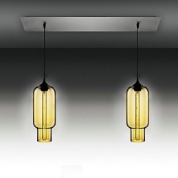 Moderní průhledné skleněné závěsné svítidlo se 2 světly v bublinkovém designu galvanicky dokončeno