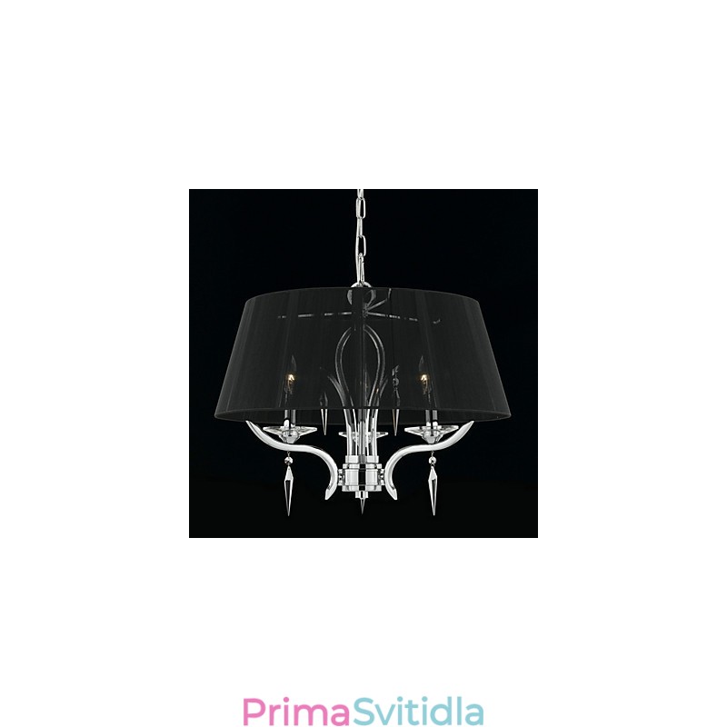 Elegantní křišťálový lustr se 3 světly v černém odstínu