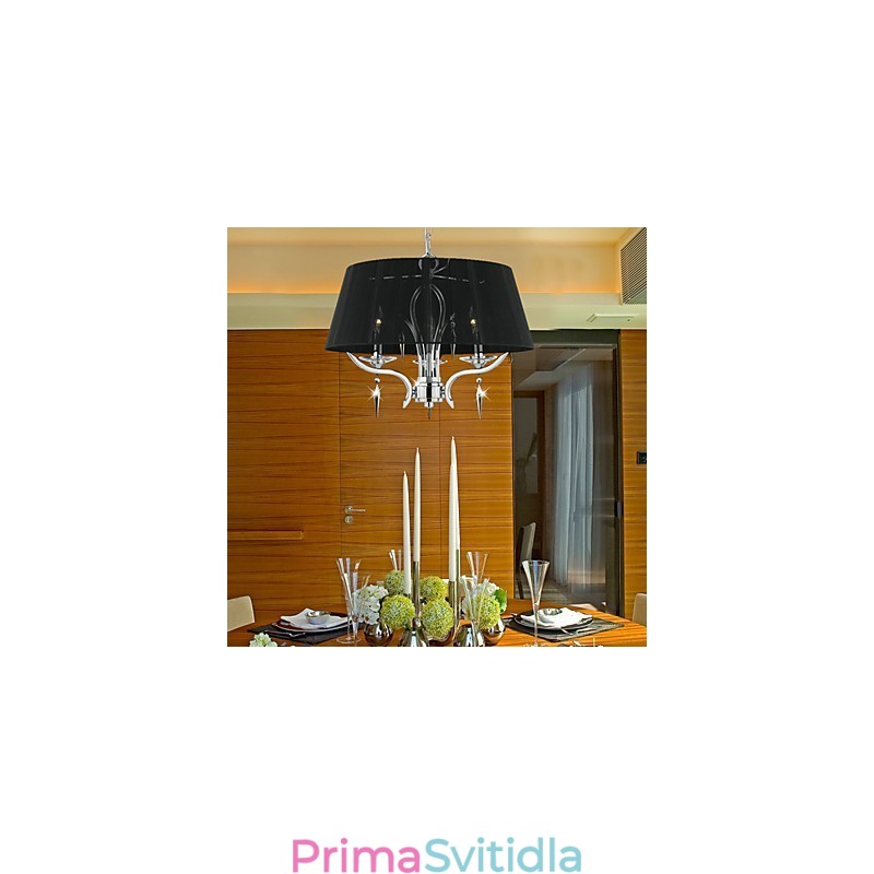 Elegantní křišťálový lustr se 3 světly v černém odstínu