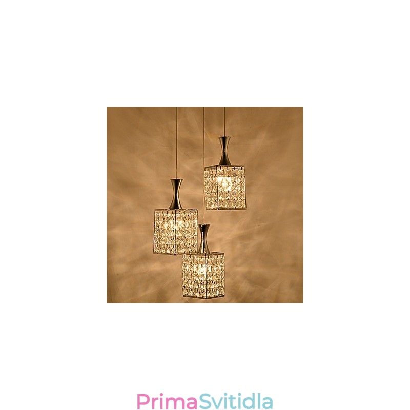 Kovový rám 3 světel K9 Crystal Lustr Droplight Send Bulb