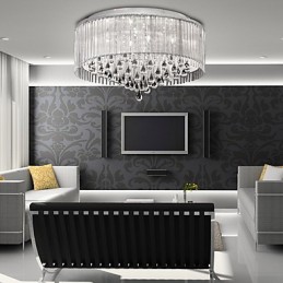 Elegantní závěsné svítidlo Crytal s 8 světly ve válcovém odstínu