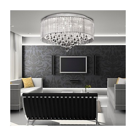 Elegantní závěsné svítidlo Crytal s 8 světly ve válcovém odstínu Elegantní závěsné svítidlo Crytal s 8 světly ve válcovém odstínu