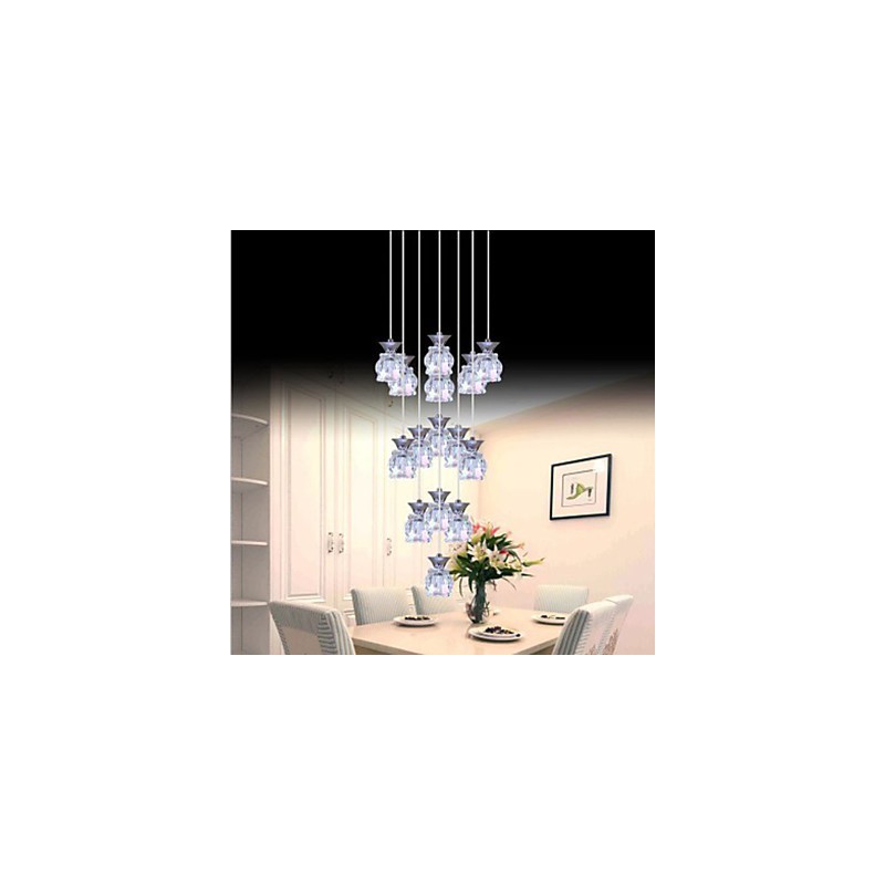 Restaurant 15 Head of Modern Simple Crystal Pendant Pendant