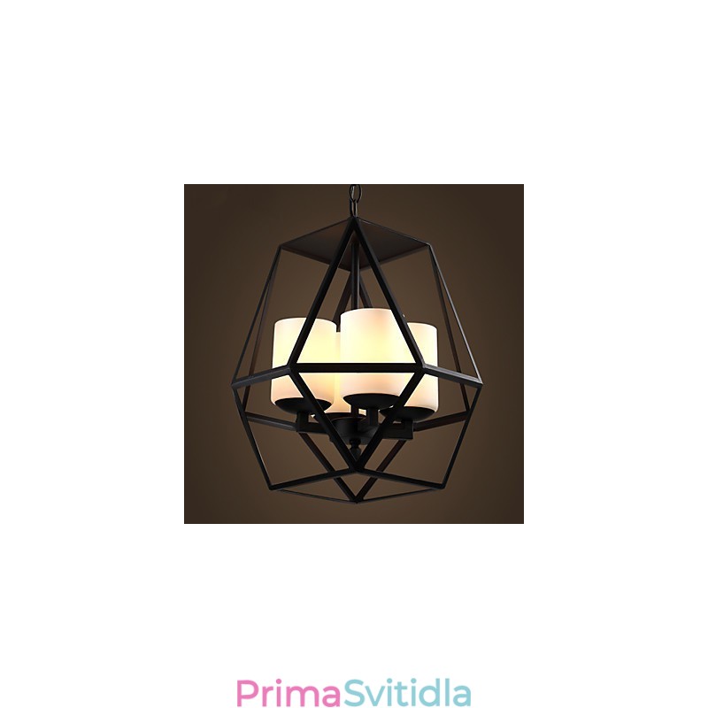 Nejvyšší úroveň Americange Vintage černá Iron Lamp Moderní lustr Lustr 4 světla