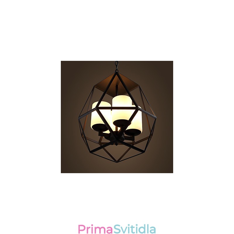 Nejvyšší úroveň Americange Vintage černá Iron Lamp Moderní lustr Lustr 4 světla
