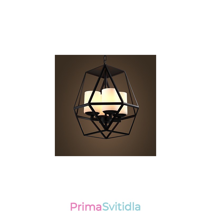 Nejvyšší úroveň Americange Vintage černá Iron Lamp Moderní lustr Lustr 4 světla