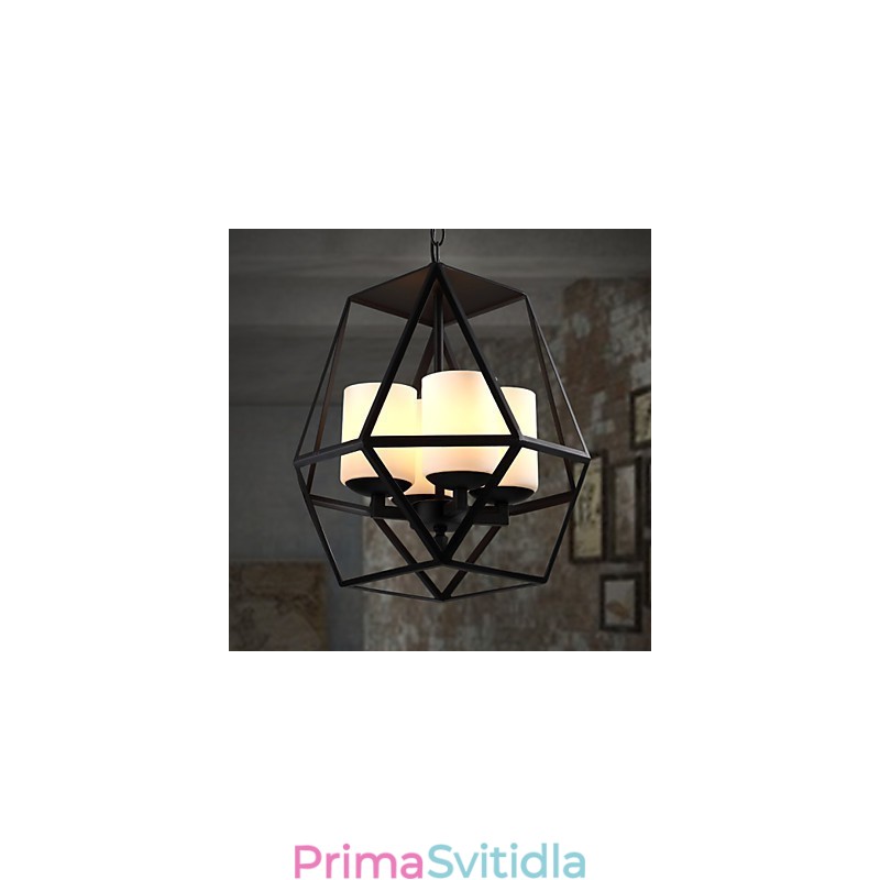 Nejvyšší úroveň Americange Vintage černá Iron Lamp Moderní lustr Lustr 4 světla