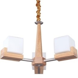 Dubová závěsná lampa Tři světla Dub a sklo