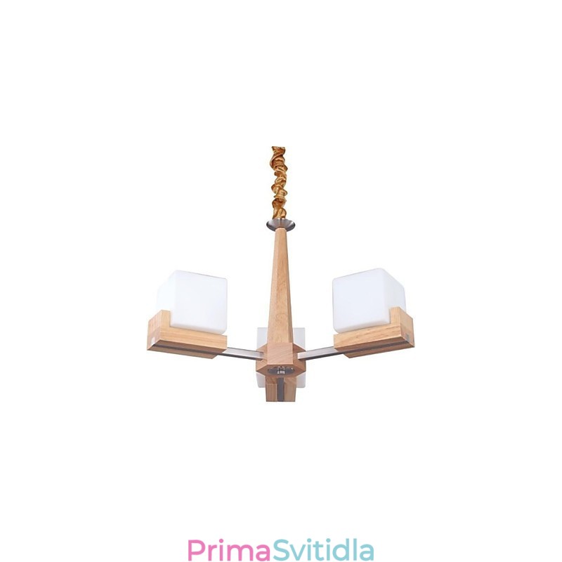 Dubová závěsná lampa Tři světla Dub a sklo
