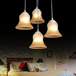 Bílý přívěsek čtyři světla vzor sklo stínidlo ruka pozlacená evropská retro klasika
