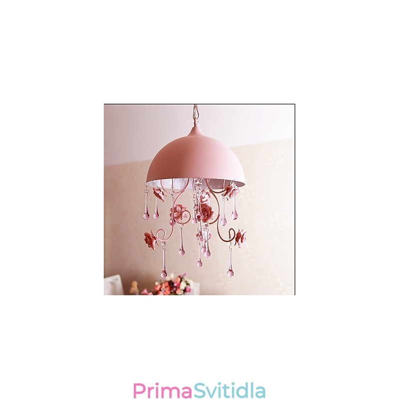 Malá růžová růžová zahradní lustrová lampa Iron Princess