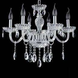 6 Light Styl paláce Skleněný lustr se svíčkovou žárovkou
