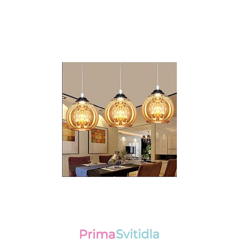 Skleněná kuličková závěsná lampa tři
