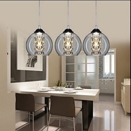 Skleněná kuličková závěsná lampa tři