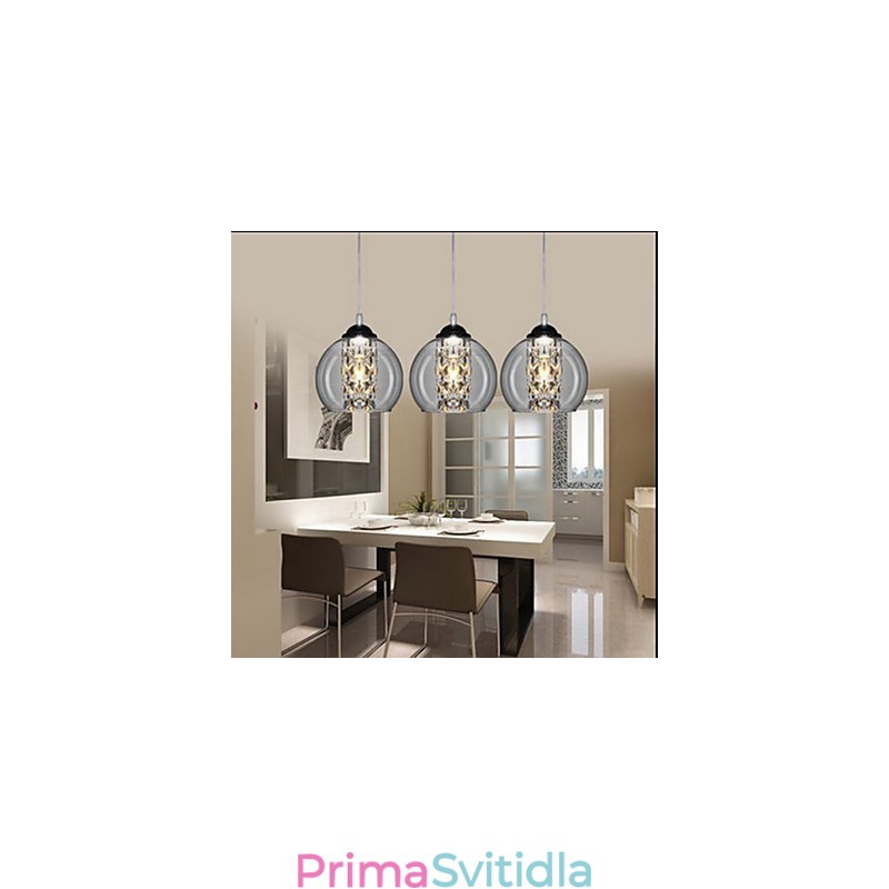 Skleněná kuličková závěsná lampa tři