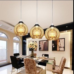 Skleněná kuličková závěsná lampa tři
