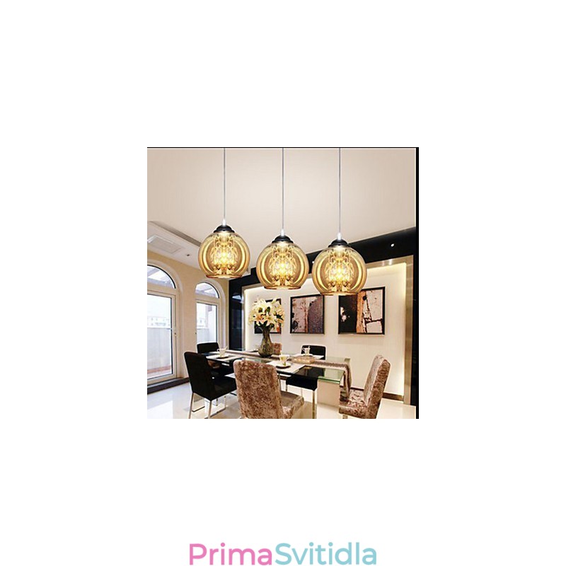 Skleněná kuličková závěsná lampa tři