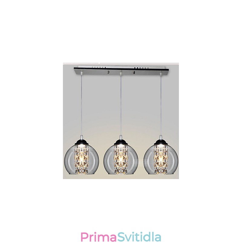 Skleněná kuličková závěsná lampa tři