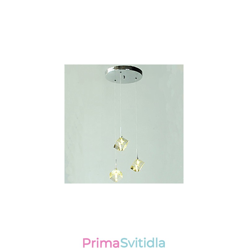 Módní křišťálová lampa, tříhlavý křišťálový přívěsek