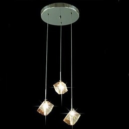 Módní křišťálová lampa, tříhlavý křišťálový přívěsek